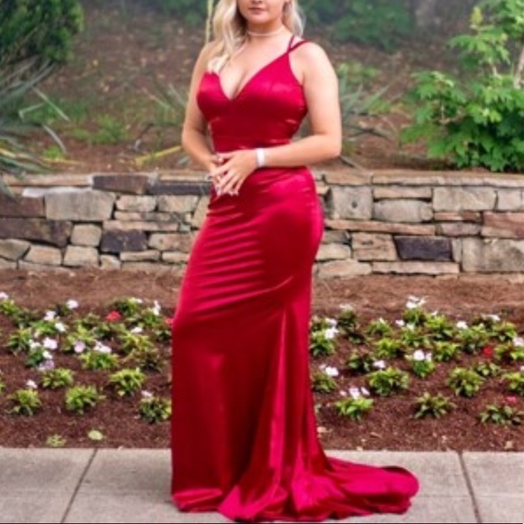 Women's Summer Dress Lace Up Back Satin Bridesmaid, Prom, evening Dress - Picture 15 of 16